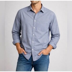 J.Crew Secret Wash Slim Untucked Shirt Mens XL BlueWhite Micro Check Button Down